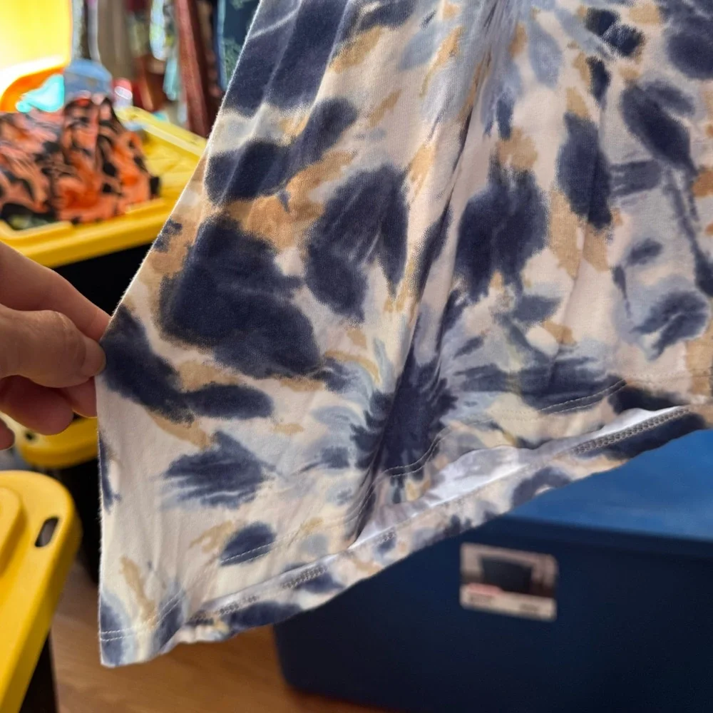 Ruby Rd. Blue & Gold Tie Dye Sharkbite Hem Tunic Top Size XL NWOT - Picture 5 of 7